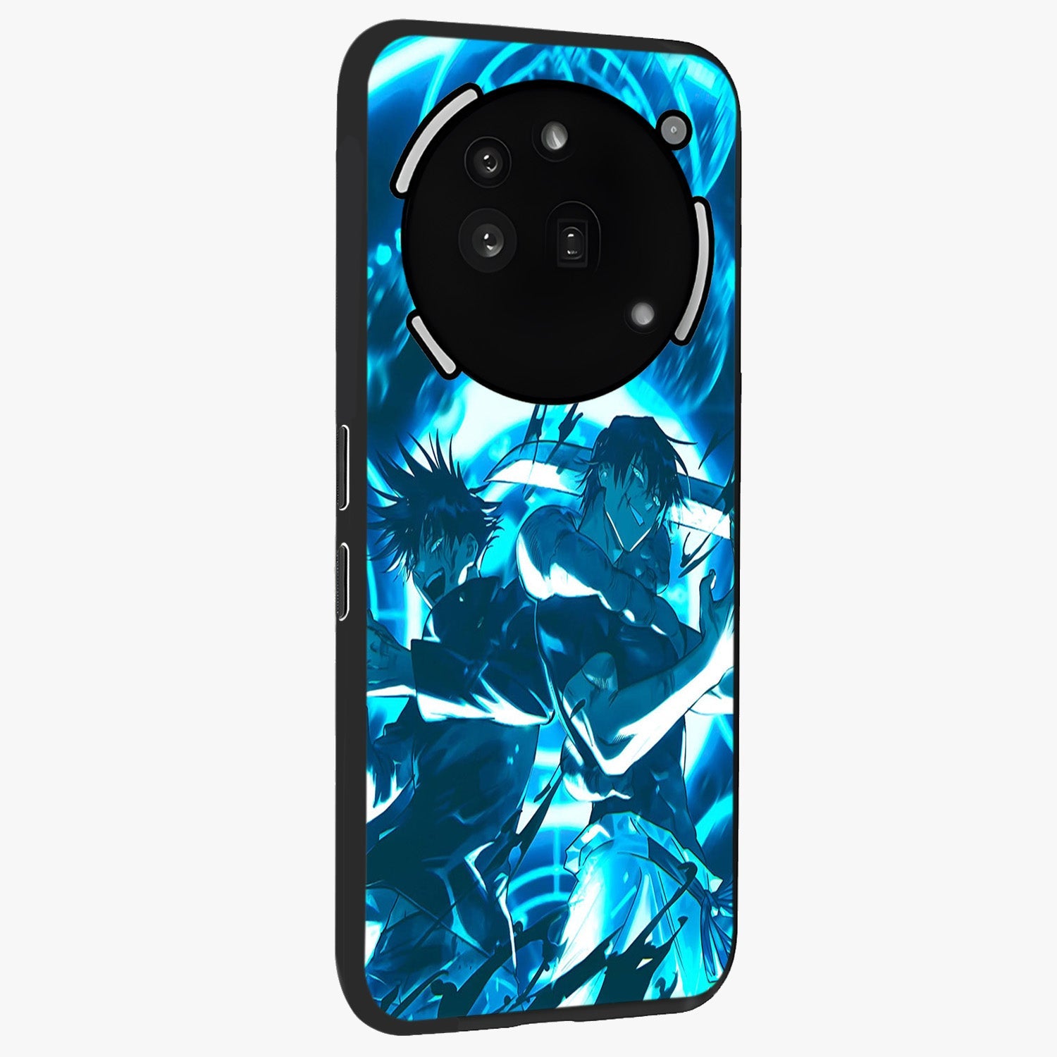 Cursed Energy Clash Glass Case upright view showcasing dramatic clash artwork with bold supernatural theme.