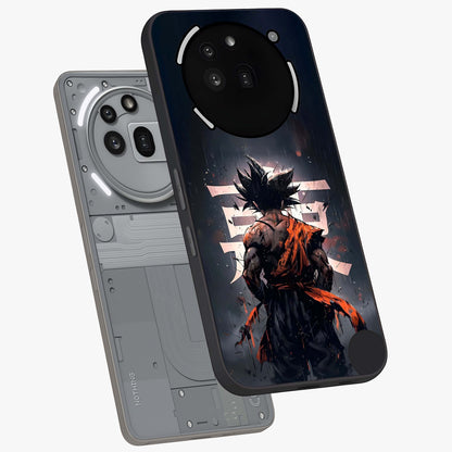 Dark Warrior In Rain Glass Case displayed in angled mockup highlighting dramatic warrior illustration with dark rain aesthetic.