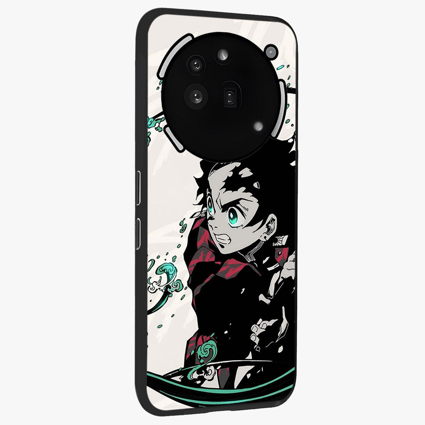 Demon Slayer Glass Case upright view showcasing powerful anime artwork with intense warrior theme.