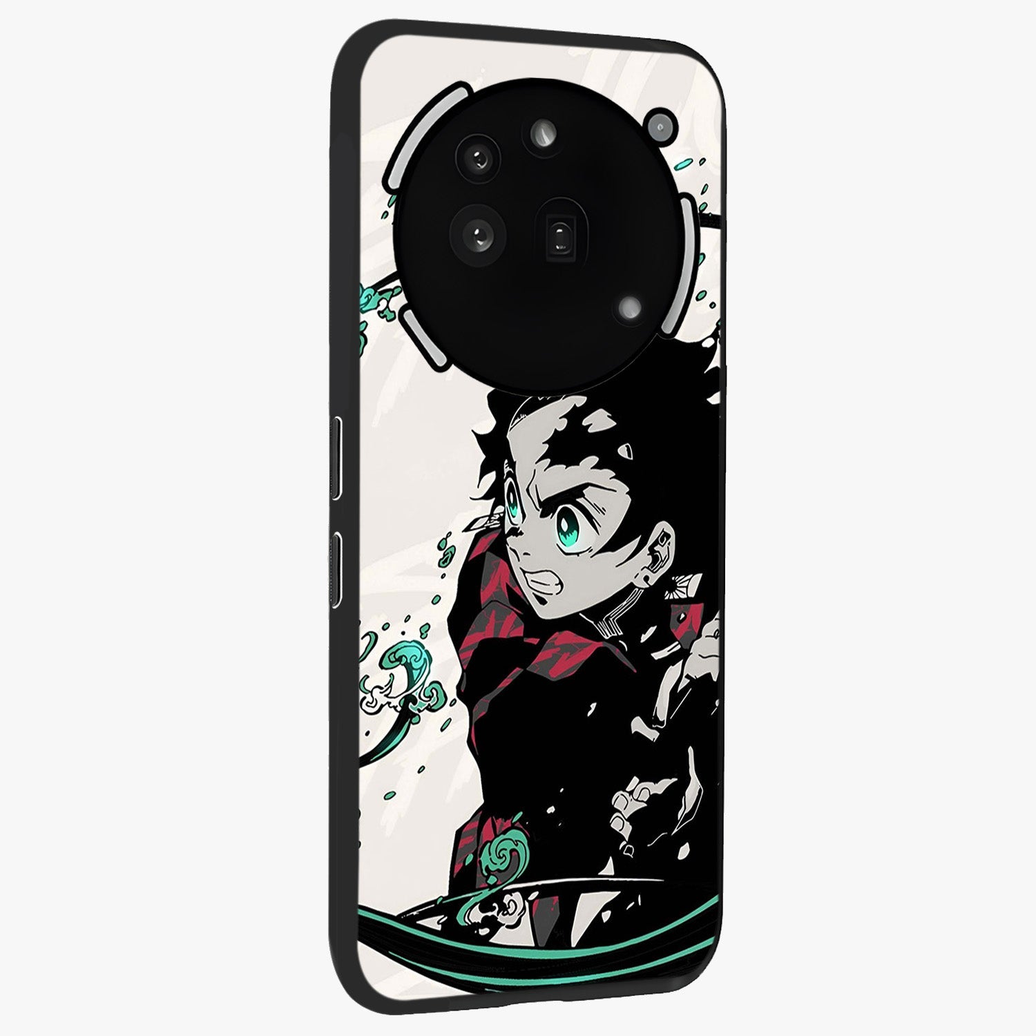 Demon Slayer Glass Case upright view showcasing powerful anime artwork with intense warrior theme.