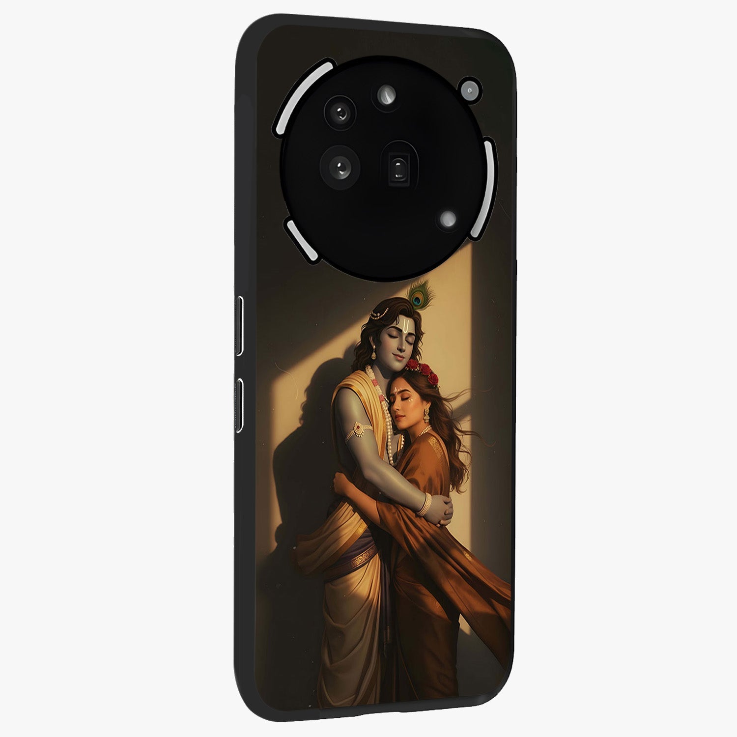 Divine Eternal Love Glass Case upright view showcasing graceful spiritual artwork with eternal love theme.