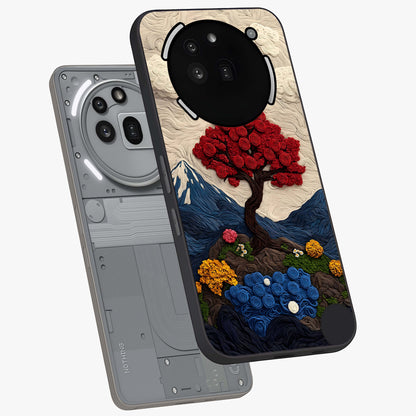 Eternal Nature Tapestry Glass Case displayed in angled mockup highlighting detailed botanical pattern with artistic aesthetic.