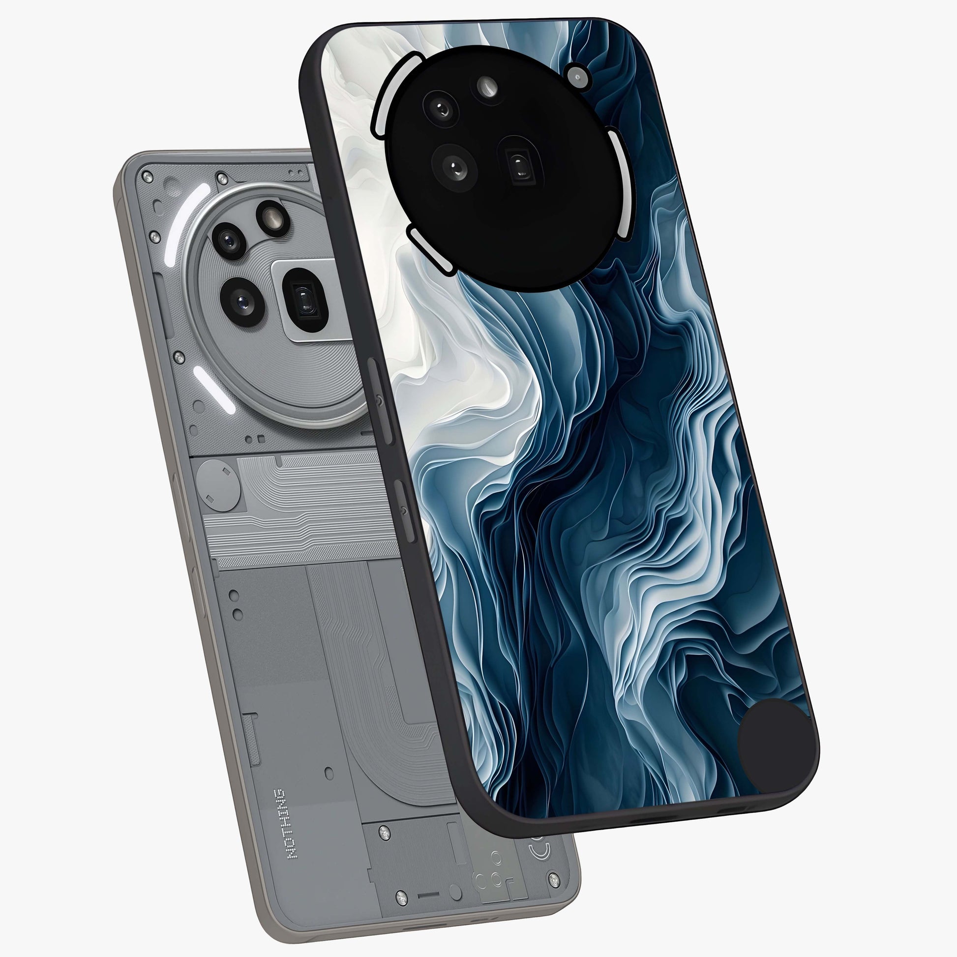 Ethereal Paper Marble Glass Case displayed in angled mockup highlighting elegant marble pattern with modern aesthetic style.