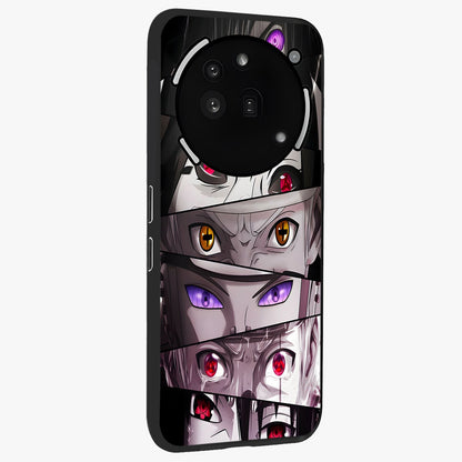 Eyes of Destiny Glass Case upright view showcasing symbolic eye artwork with dramatic artistic theme.