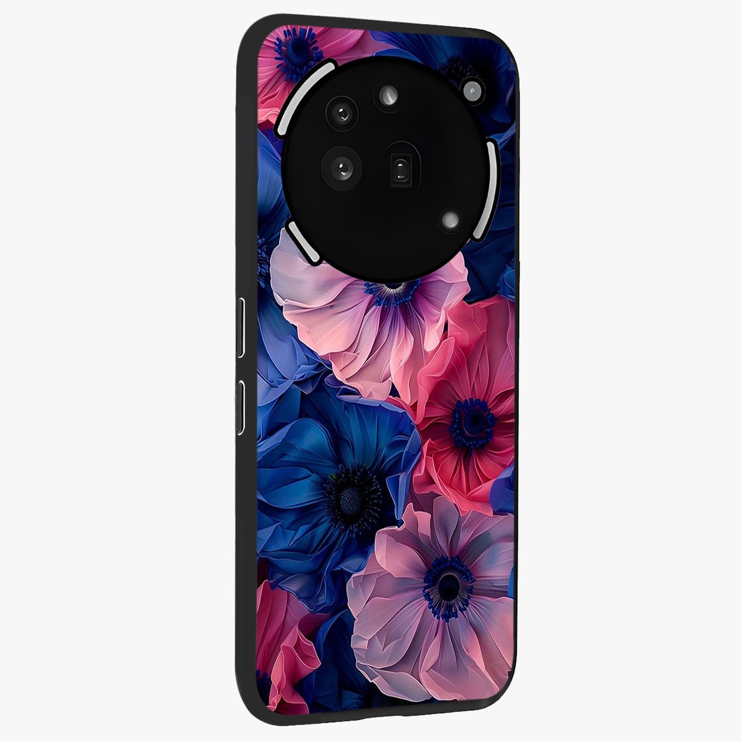 Flower Paper Art Pattern Glass Case upright view showcasing decorative paper floral artwork with creative craft style.