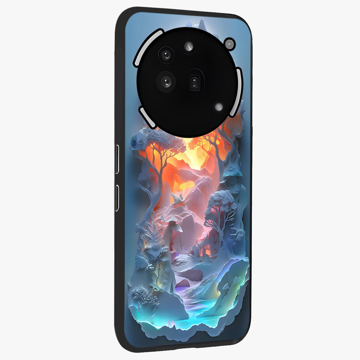 Glow Forest Portal Glass Case upright view showcasing enchanted forest portal artwork with fantasy nature theme.