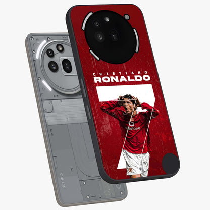 Goal Celebration Legacy Glass Case displayed in angled mockup highlighting energetic sports celebration design with bold athletic theme.