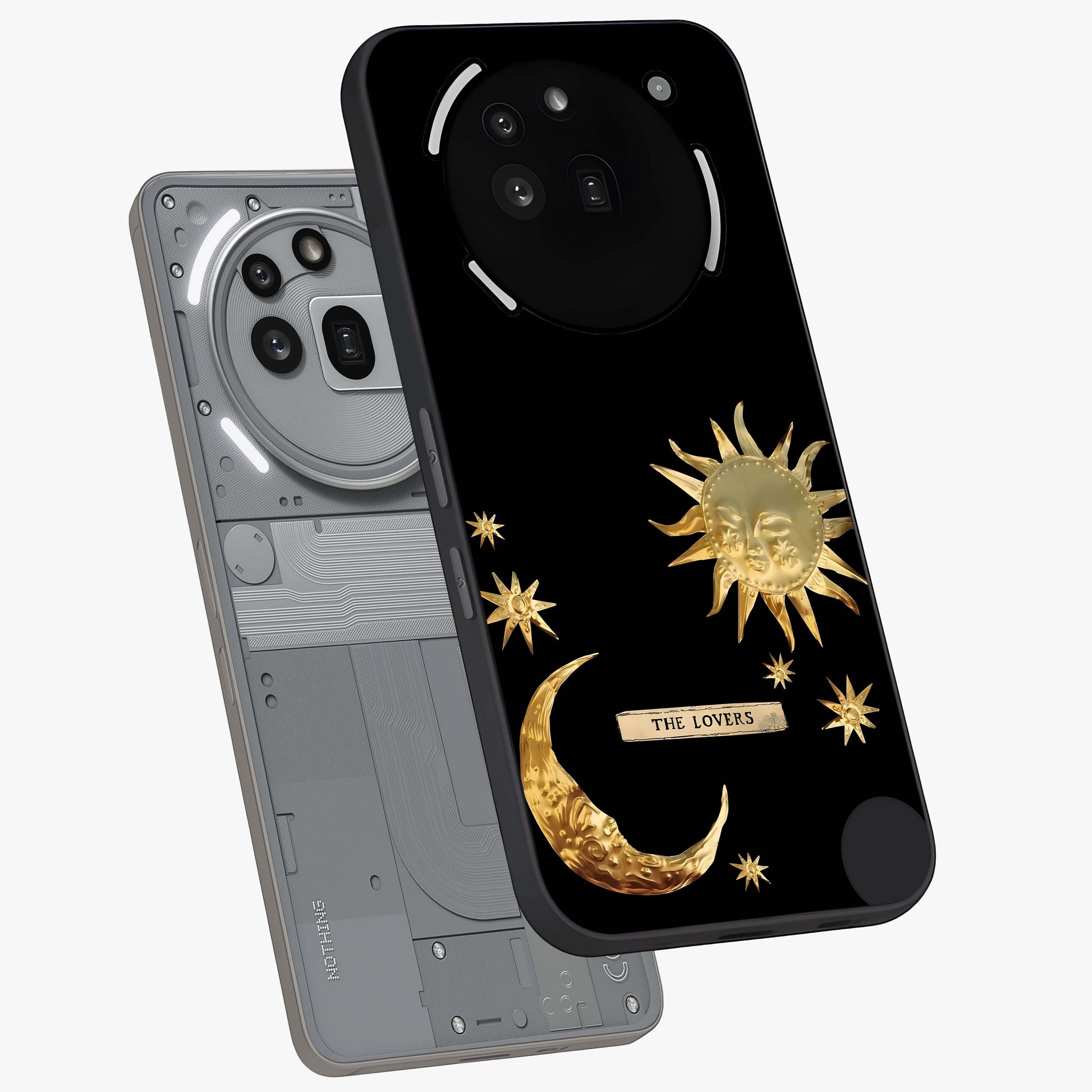 Gold Sun Blush Glass Case displayed in angled mockup highlighting radiant sun design with warm golden aesthetic.