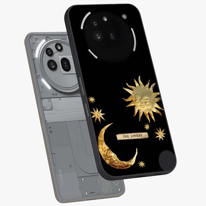 Gold Sun Blush Glass Case displayed in angled mockup highlighting radiant sun design with warm golden aesthetic.