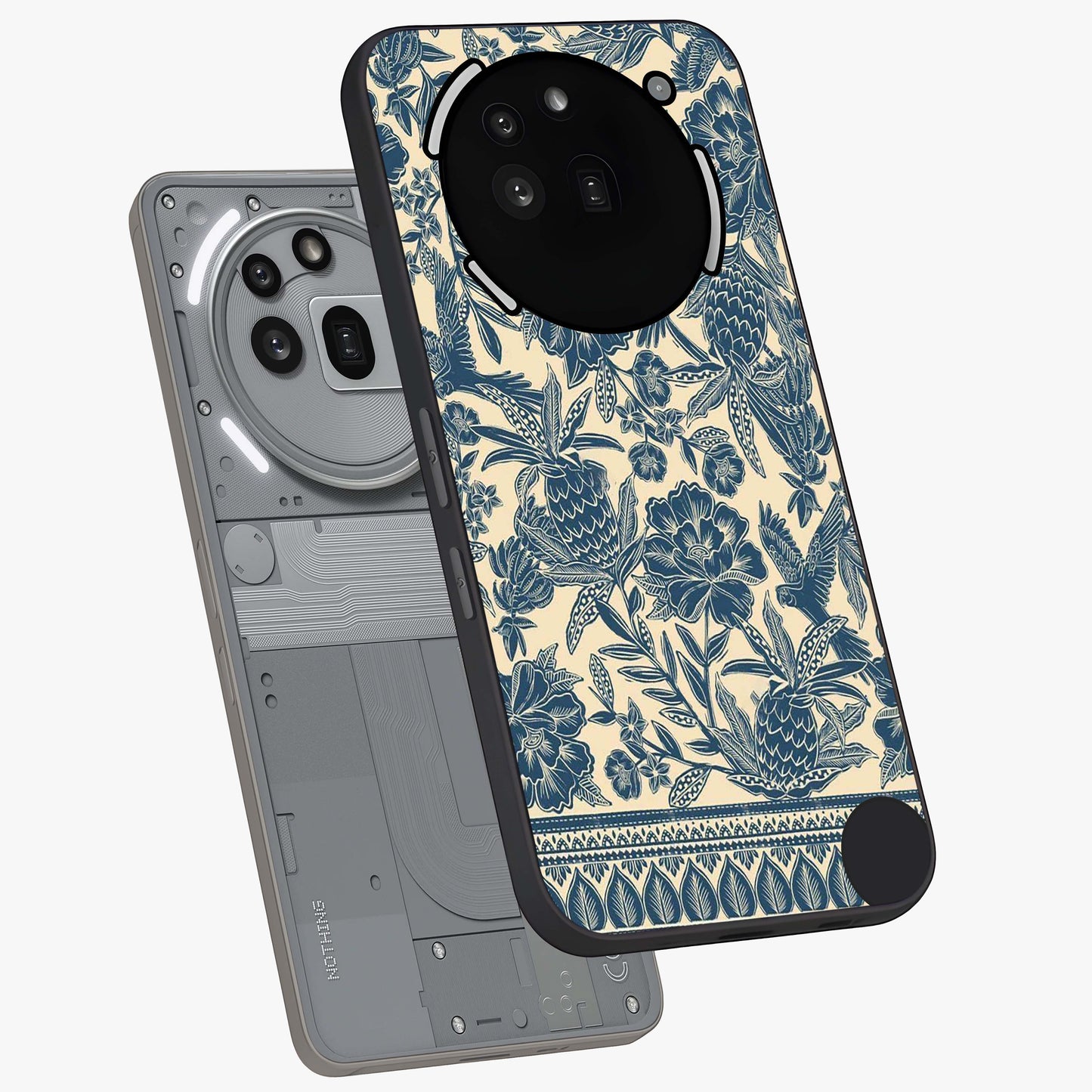 Heirloom Wild Bloom Glass Case displayed in angled mockup highlighting botanical bloom design with classic aesthetic style.