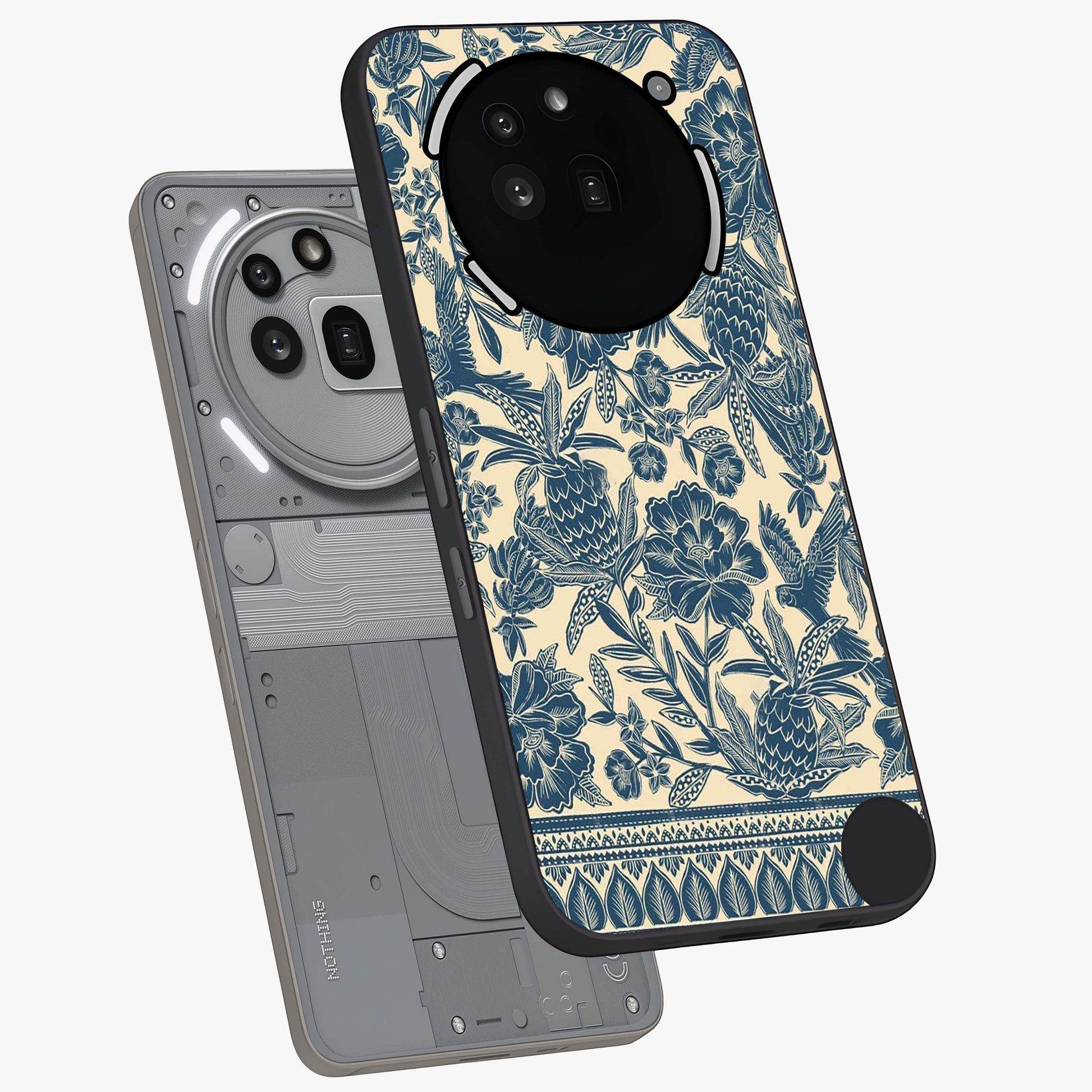 Heirloom Wild Bloom Glass Case displayed in angled mockup highlighting botanical bloom design with classic aesthetic style.