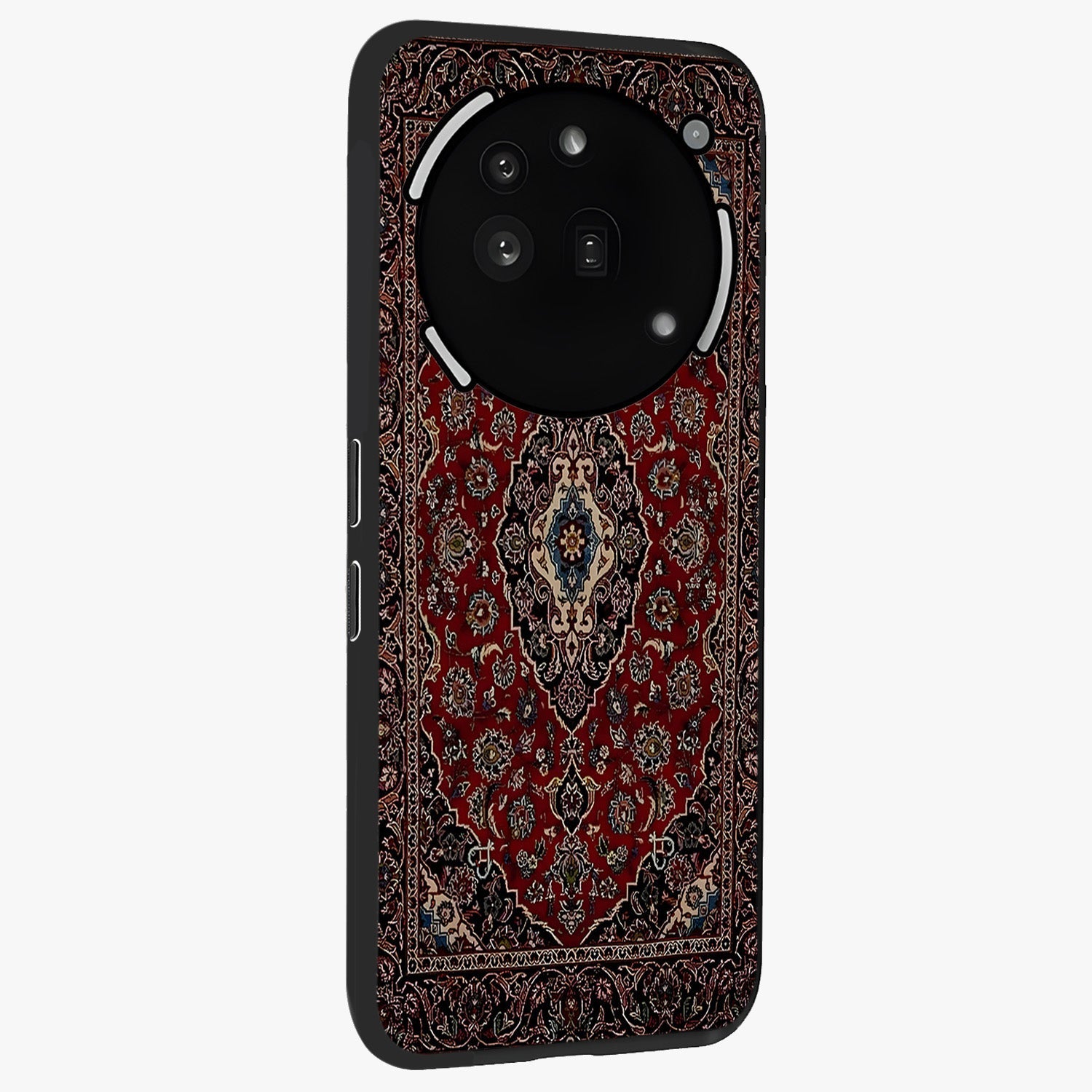 Heritage Carpet Royale Glass Case upright view showcasing detailed ornamental artwork with luxurious traditional theme.