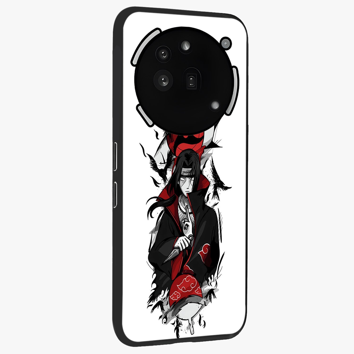Itachi Limited Edition Naruto Anime Glass Case upright view showcasing intense anime artwork with powerful character theme.