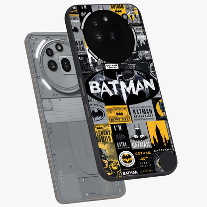 Knight Gotham Rise Glass Case displayed in angled mockup highlighting powerful knight silhouette design with dramatic aesthetic.