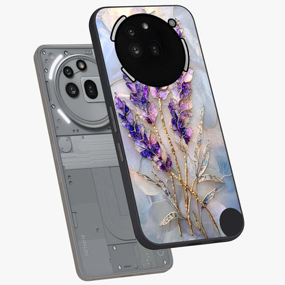 Lavender Dream Glow Glass Case displayed in angled mockup highlighting dreamy purple glow design with soft artistic style.