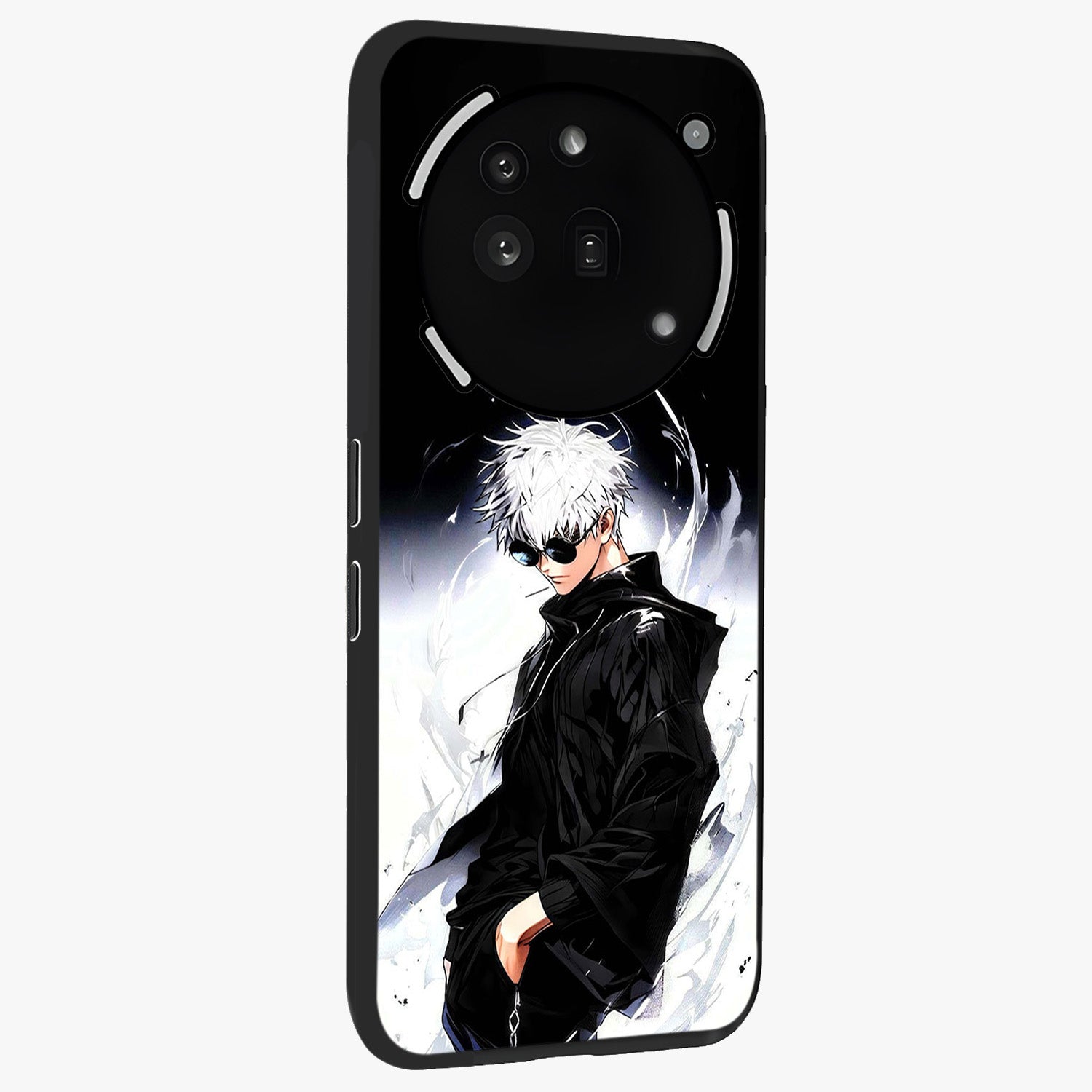 Limitless Shadow King Glass Case upright view showcasing bold shadow warrior artwork with epic fantasy theme.