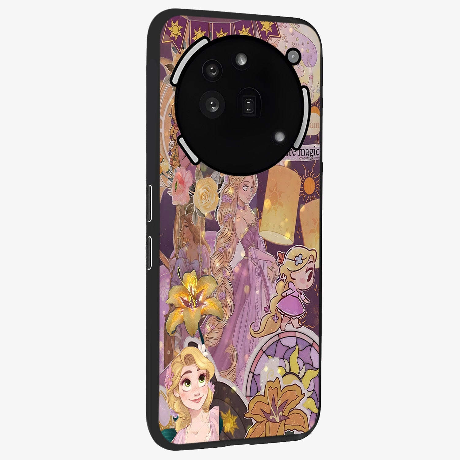 Magical Tangled Dream Glass Case upright view showcasing enchanting artistic artwork with dreamy fantasy theme.