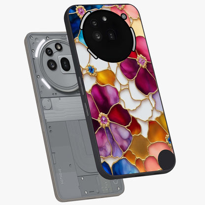 Marble Flower Pattern Glass Case displayed in angled mockup highlighting elegant marble floral design with modern aesthetic.