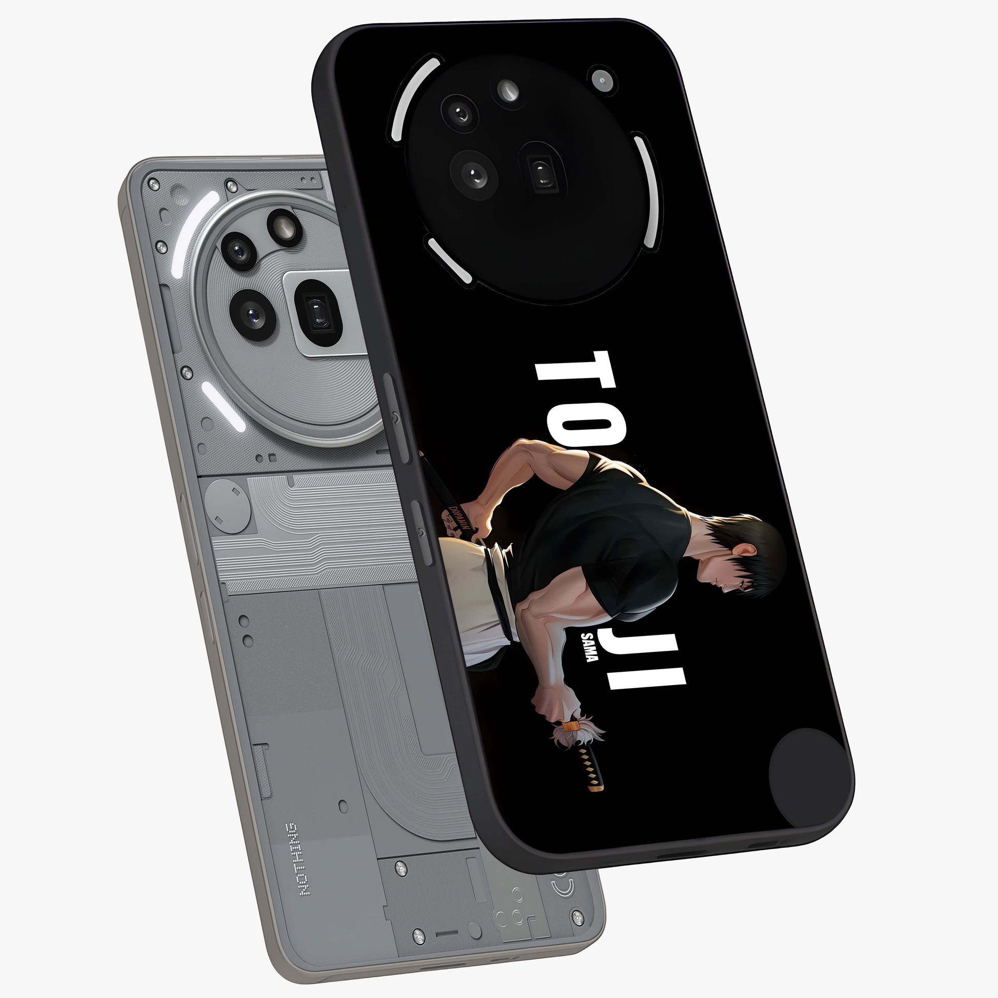 Midnight Blade Resolve Glass Case displayed in angled mockup highlighting powerful blade illustration with dramatic dark aesthetic.