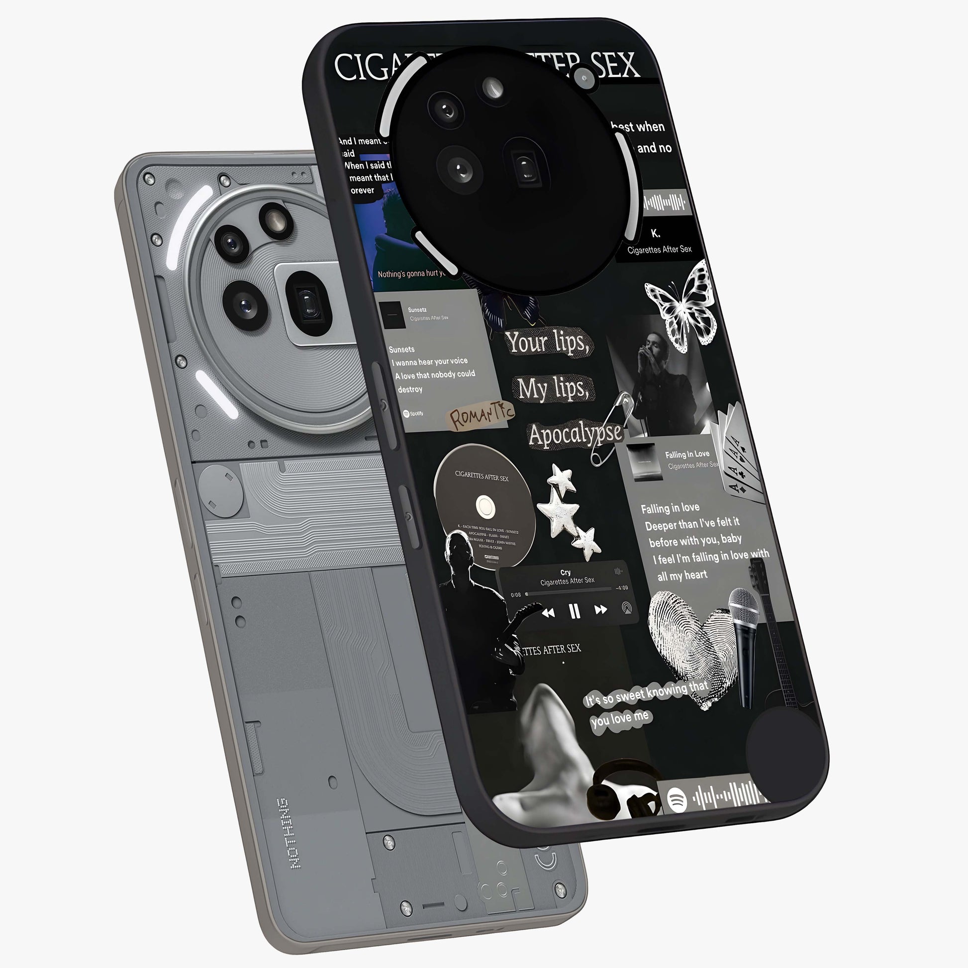 Midnight Love Echo Glass Case displayed in angled mockup highlighting elegant love inspired design with deep aesthetic style.