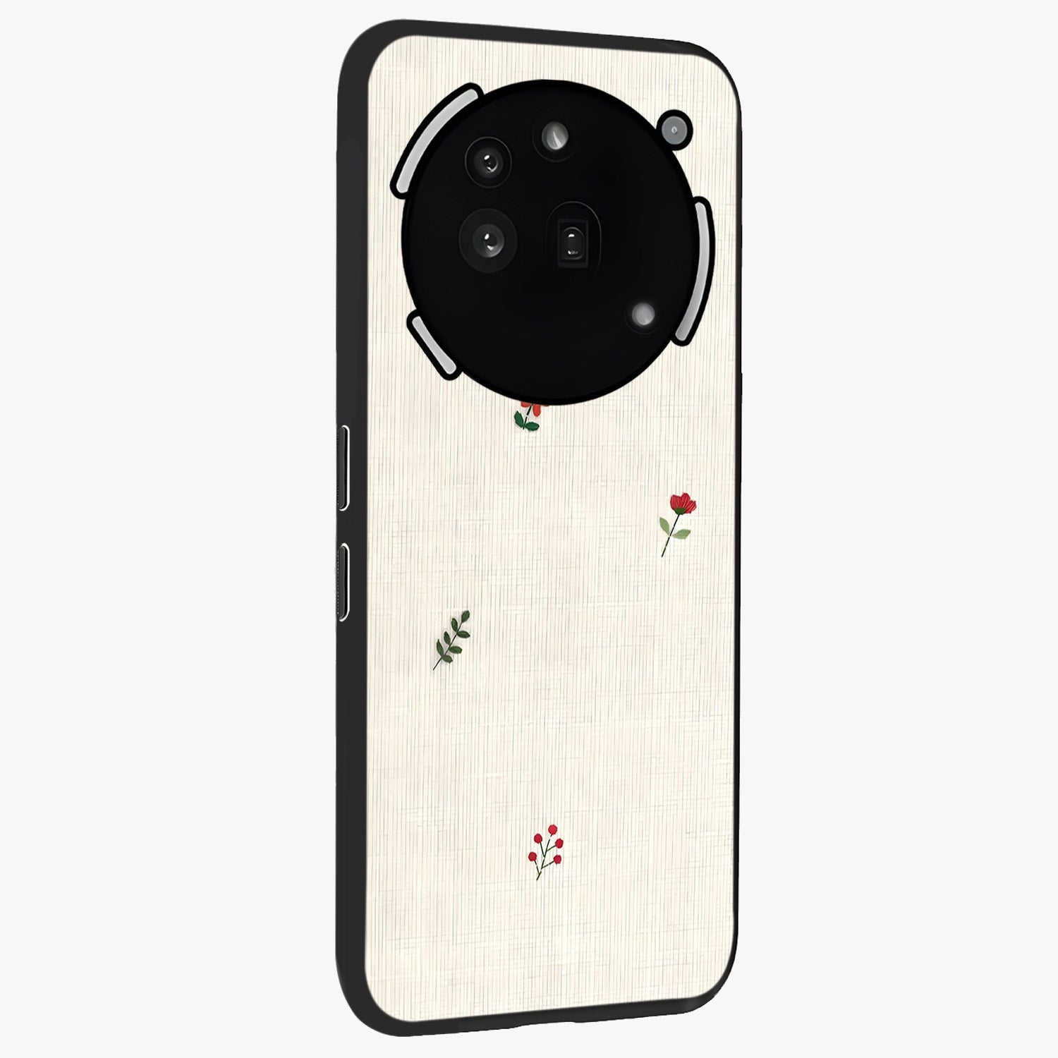 Minimalistic Blue With White Flower Pattern Glass Case upright view showcasing clean white flower artwork with calming blue theme.