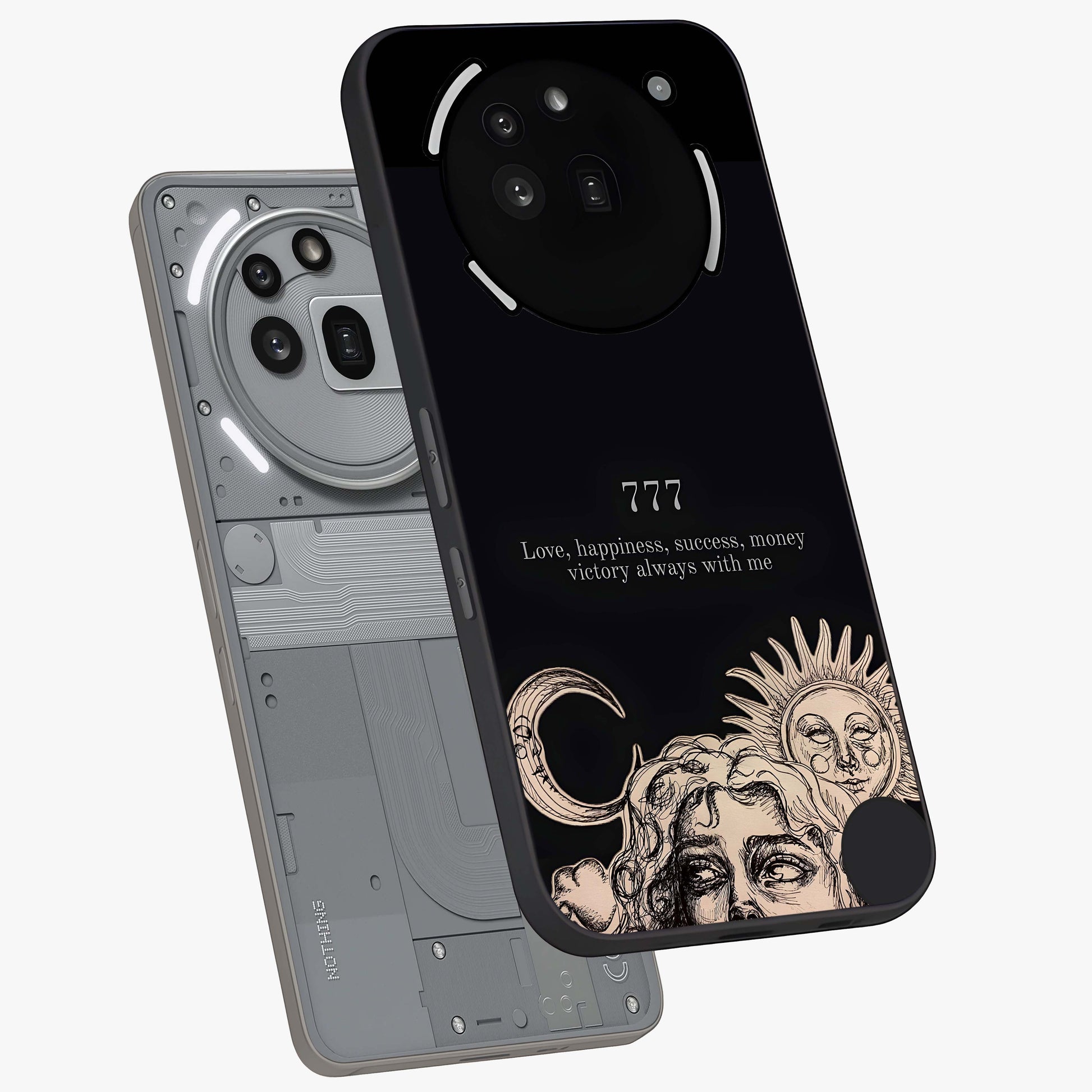 Mystic Victory Aura Glass Case displayed in angled mockup highlighting energetic aura design with bold mystical aesthetic.