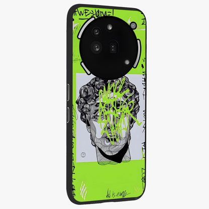 Neo Graffiti Rebellion Glass Case upright view showcasing colorful graffiti artwork with bold modern street style.