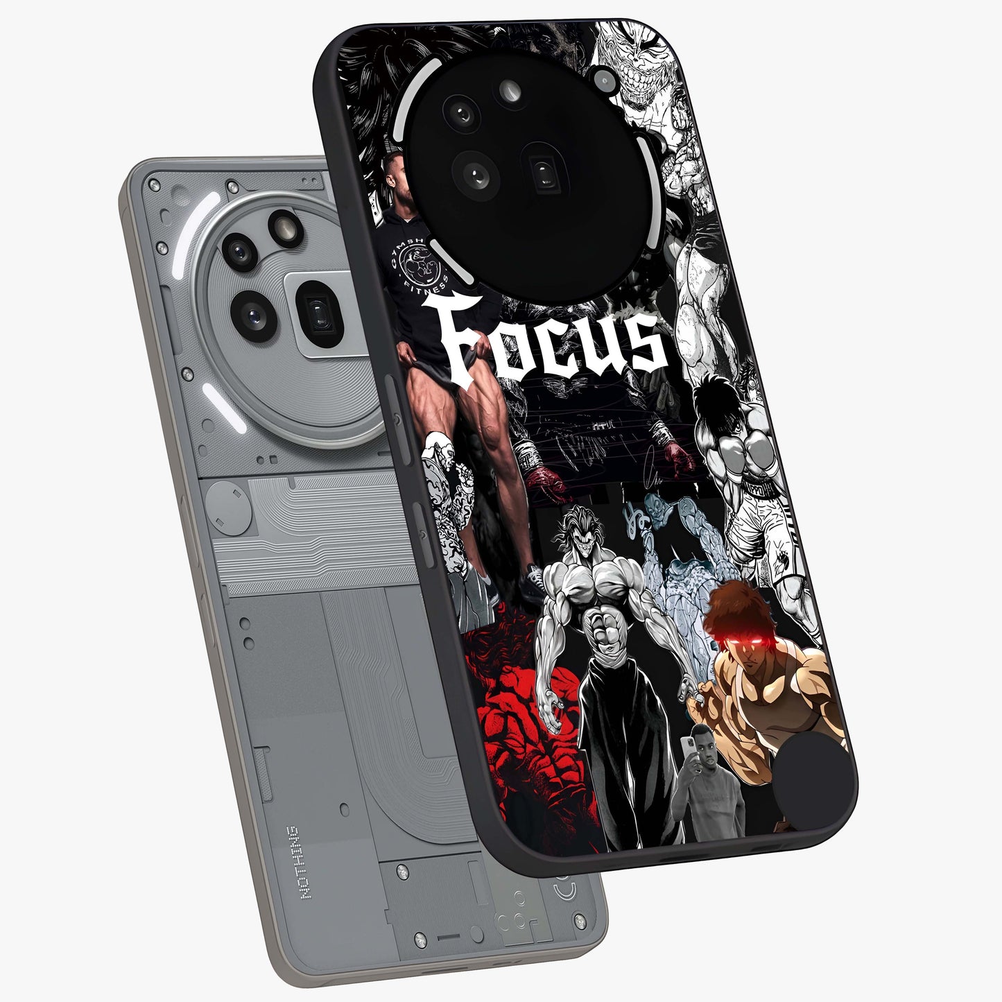 Relentless Power Focus Glass Case displayed in angled mockup highlighting bold statement design with modern aesthetic style.