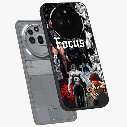 Relentless Power Focus Glass Case displayed in angled mockup highlighting bold statement design with modern aesthetic style.