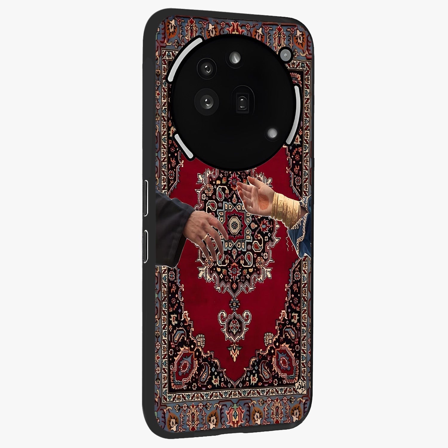 Royal Touch Reach Glass Case upright view showcasing stylish royal inspired artwork with graceful theme.
