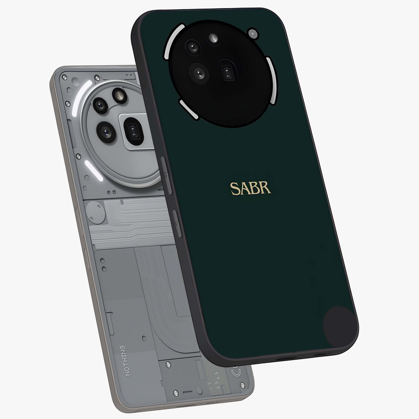 Sabr Minimal Patience Glass Case displayed in angled mockup highlighting simple inspirational design with clean aesthetic style.