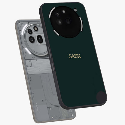 Sabr Minimal Patience Glass Case displayed in angled mockup highlighting simple inspirational design with clean aesthetic style.