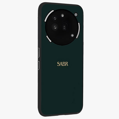 Sabr Minimal Patience Glass Case upright view showcasing calm minimalist artwork with motivational patience theme.