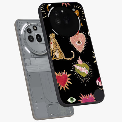 Sacred Jungle Heart Glass Case displayed in angled mockup highlighting lush tropical design with natural aesthetic style.