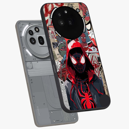 Spider Collage Street Glass Case displayed in angled mockup highlighting dynamic street style collage design with comic aesthetic.