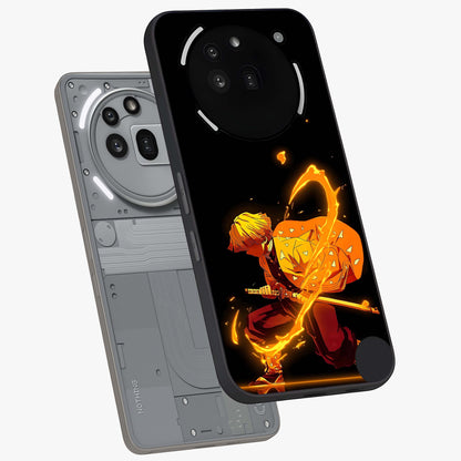 Thunder Flame Execution Glass Case displayed in angled mockup highlighting dramatic fire themed design with intense fantasy aesthetic.