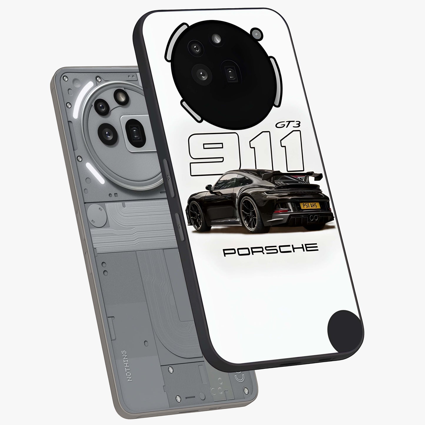 Turbo Legacy Icon Glass Case displayed in angled mockup highlighting dynamic automotive design with performance aesthetic.