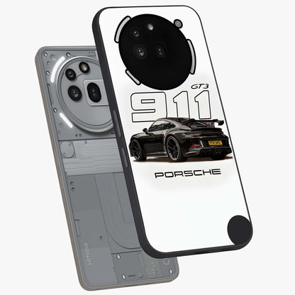 Turbo Legacy Icon Glass Case displayed in angled mockup highlighting dynamic automotive design with performance aesthetic.