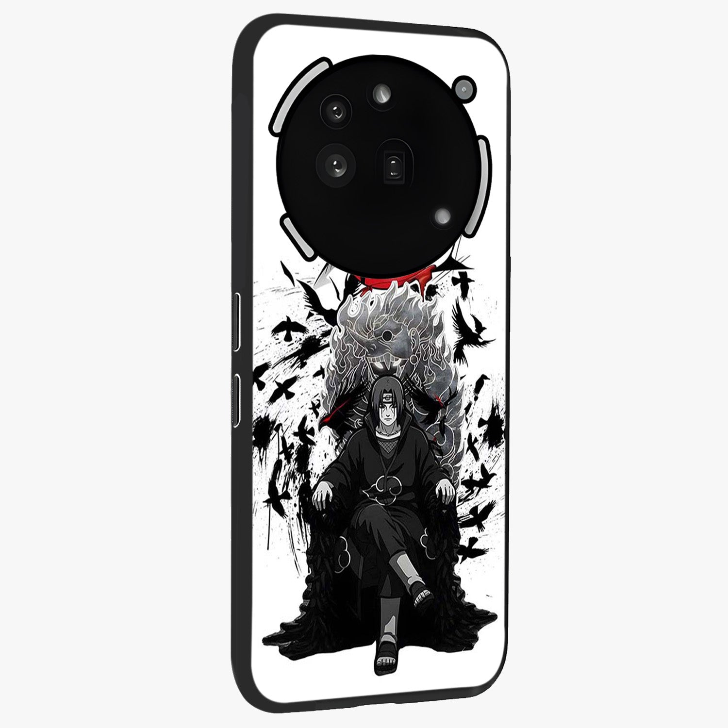 Uchiha Shadow Throne Glass Case upright view showcasing magical underwater galaxy artwork with vibrant cosmic theme.