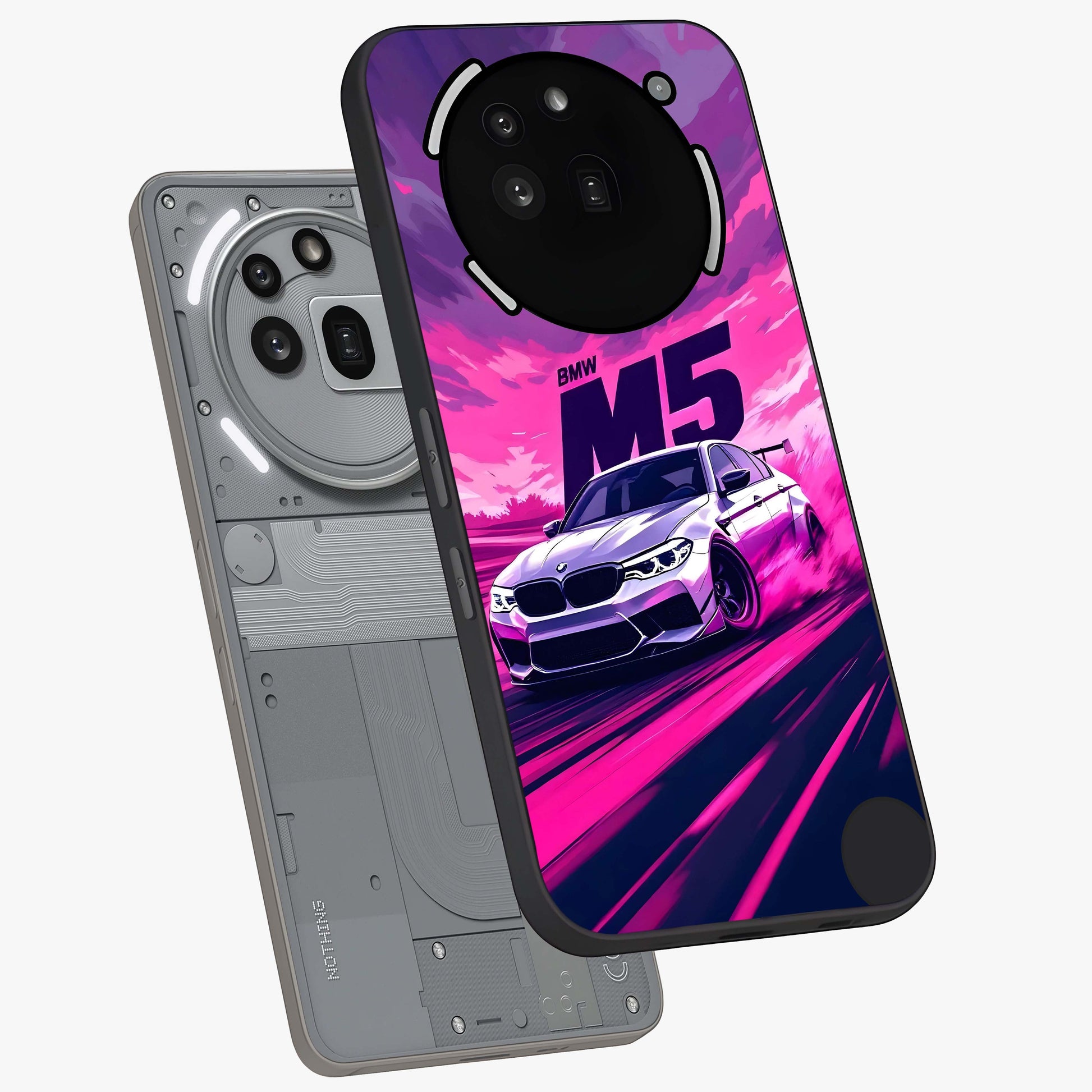 Velocity Drift Pulse Glass Case displayed in angled mockup highlighting dynamic drift design with sporty automotive aesthetic.