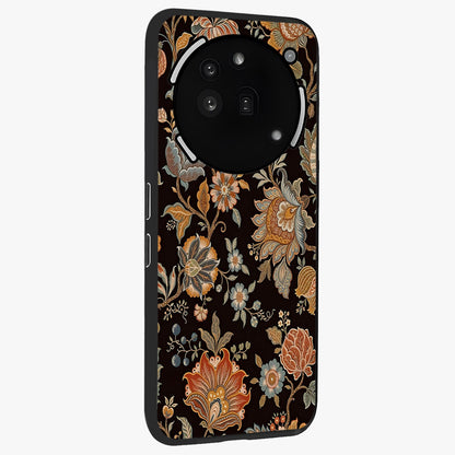 Vintage Floral Dream Glass Case upright view showcasing delicate floral artwork with timeless vintage theme.
