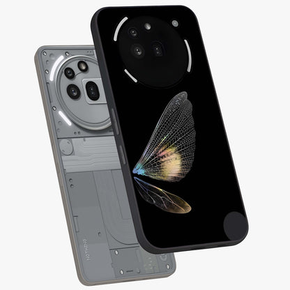 Whispers Of Wings Glass Case displayed in angled mockup highlighting soft feather design with celestial aesthetic style.