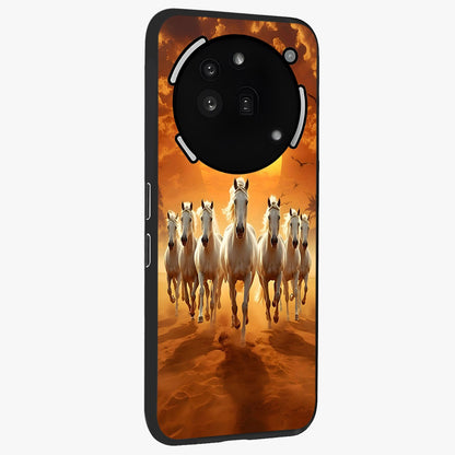 Wild Sunset Majesty Glass Case upright view showcasing dramatic sunset artwork with bold nature theme.