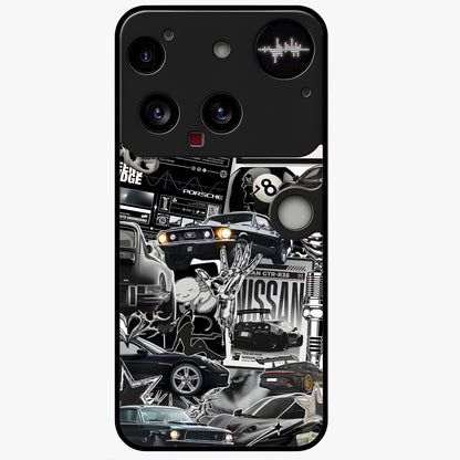 Aesthetic Dark Love Glass Case showing flat back view with dark romantic artwork and glossy glass finish.