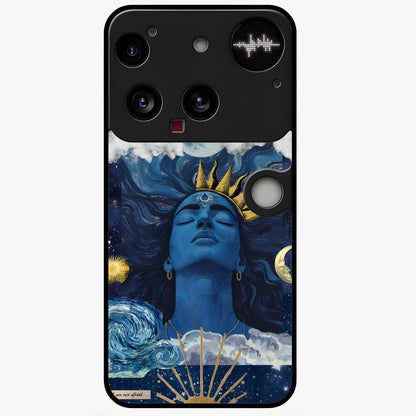 Aesthetic Lord Shiva Glass Case showing flat back view with divine Shiva artwork and glossy glass finish.