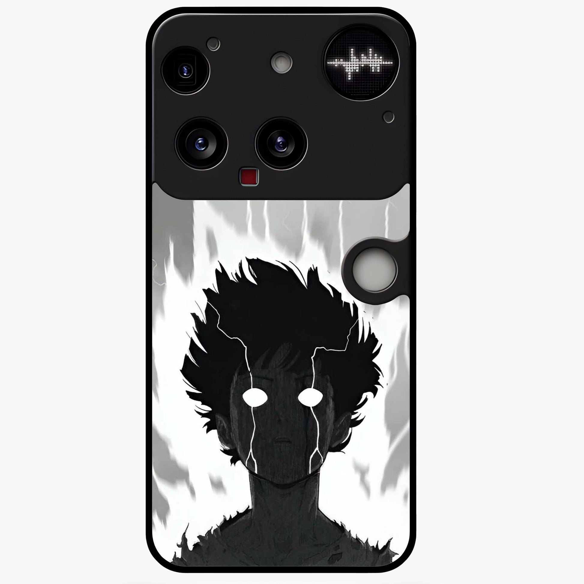 Awakened Inner Rage Glass Case showing flat back view with intense artistic artwork and glossy glass finish.