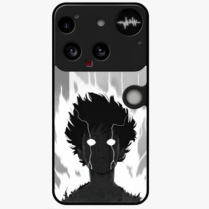 Awakened Inner Rage Glass Case showing flat back view with intense artistic artwork and glossy glass finish.