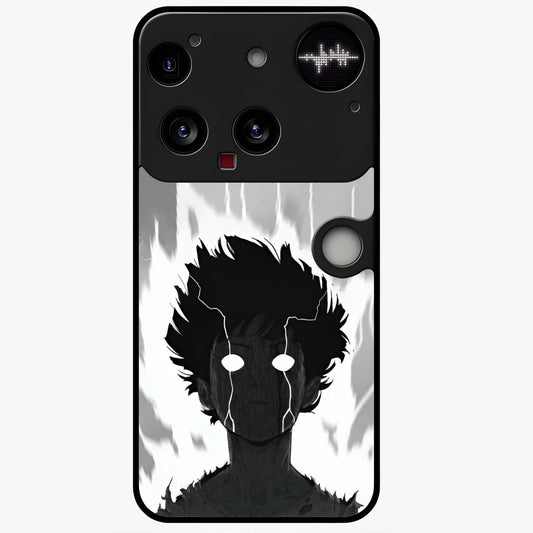 Awakened Inner Rage Glass Case showing flat back view with intense artistic artwork and glossy glass finish.