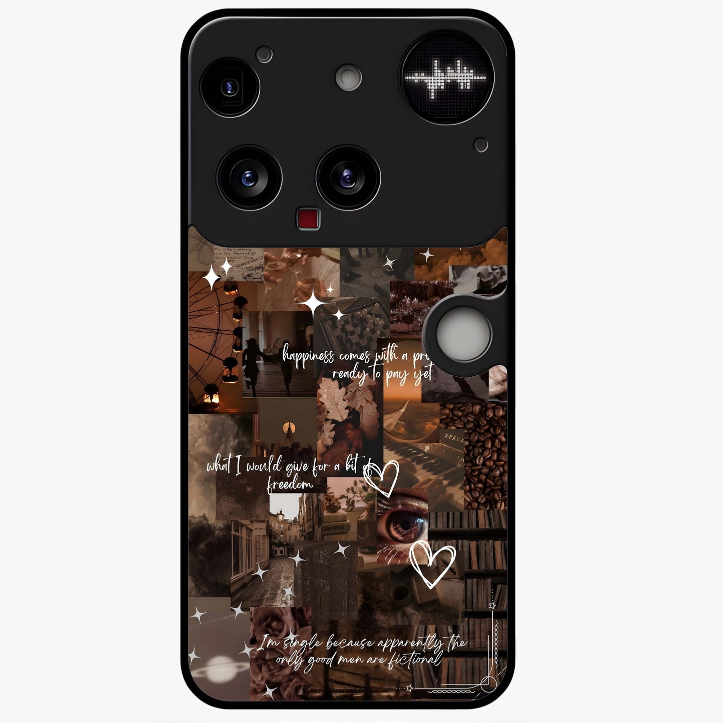 Bittersweet Aesthetic Chaos Glass Case showing flat back view with artistic chaotic aesthetic design and glossy glass finish.