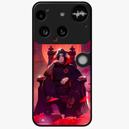 Blood Moon Sovereign Glass Case showing flat back view with mystical blood moon artwork and glossy glass finish.